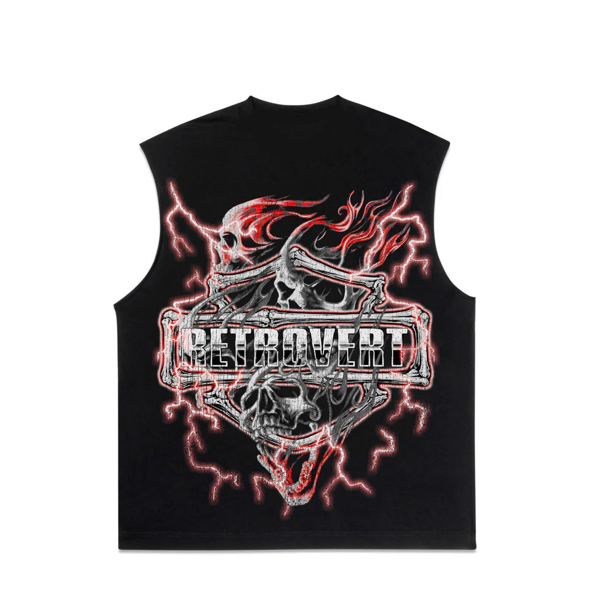 Retrovert Red Skull Shirt Cut Off