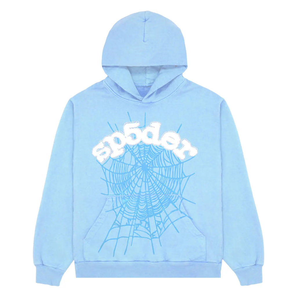 Sp5der Sky Blue Web Hoodie