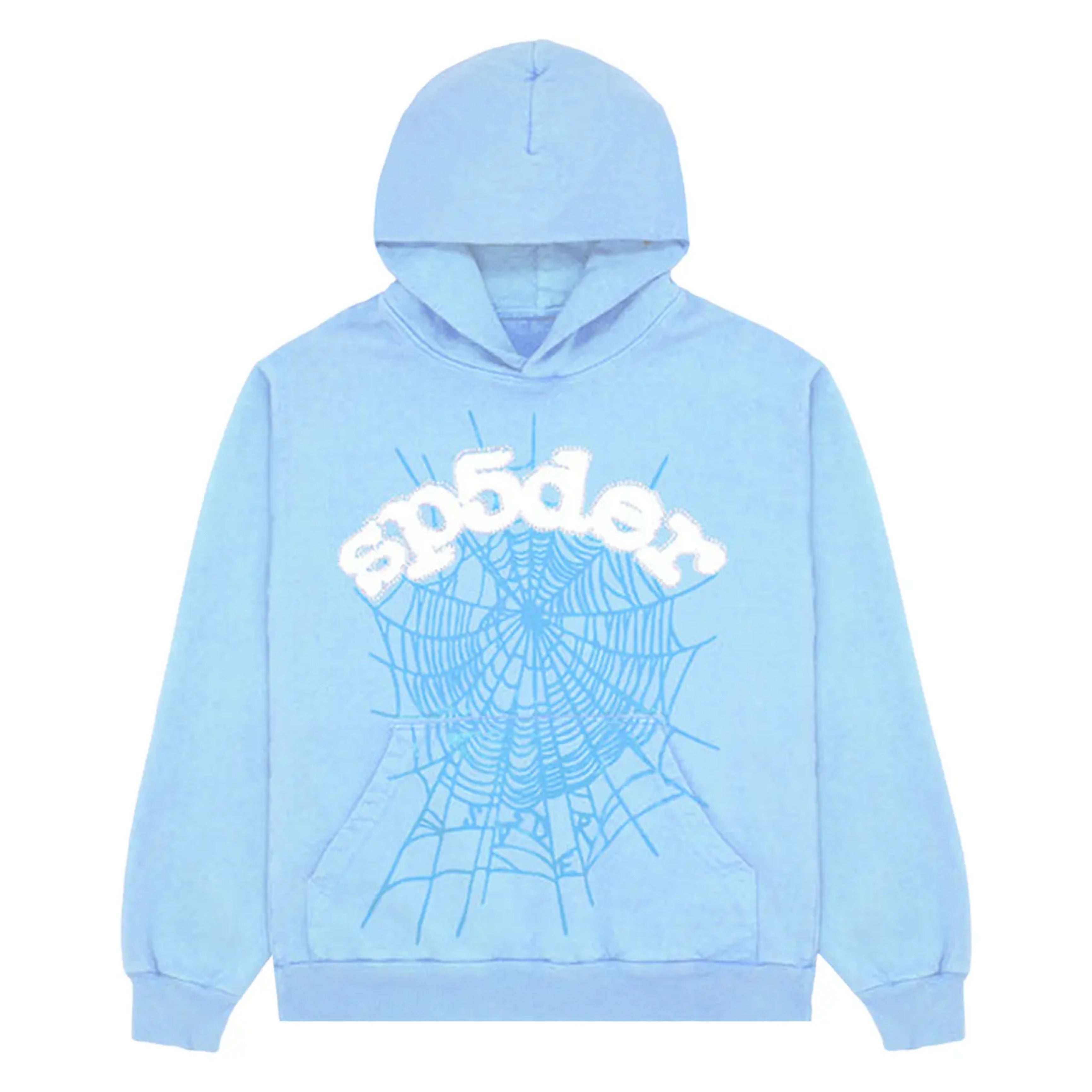 Sp5der Sky Blue Web Hoodie