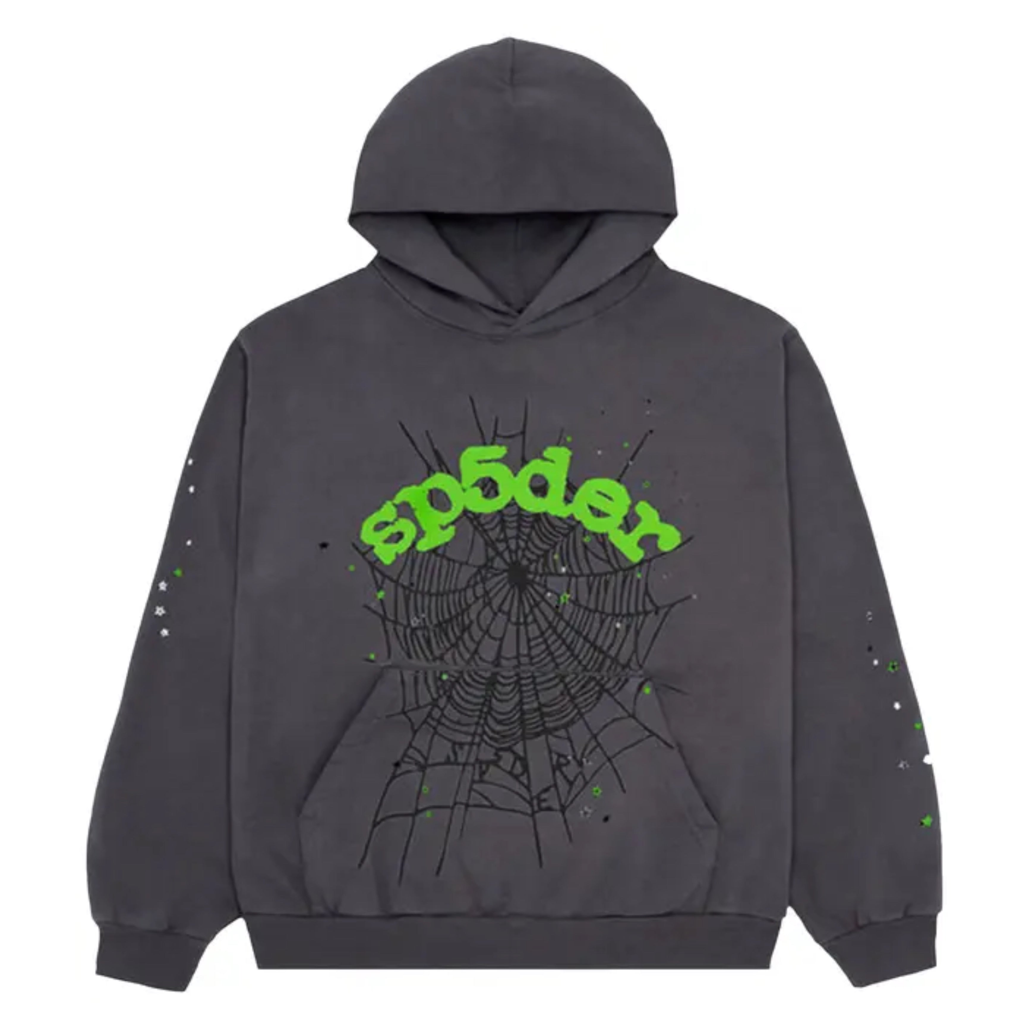 Sp5der Slate Grey Wait Web Hoodie